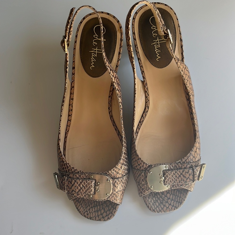 Cole Haan Brown Snake Print Sandals
